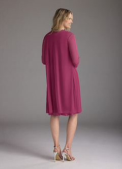 Azazie Sunny Mother of the Bride Dresses Mulberry A-Line Pleated Mesh Dress image4
