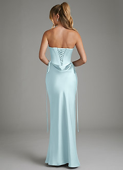 Azazie Natasha Robes de demoiselle d'honneur Robe Sirène en Satin extensible Corset Bleu Nuage image2