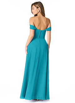 Azazie Kaitlynn Bridesmaid Dresses Jade Empire Ruched Chiffon Convertible Dress image3