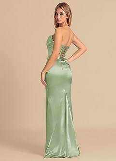 Azazie Sorrel Robes de demoiselle d'honneur Robe Sirène Convertible en Satiné métallisé Corset Vert Sauge image6