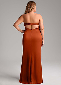 Azazie Leonis Bridesmaid Dresses Paprika Mermaid Pleated Stretch Satin Convertible Dress image9