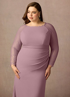 Azazie Peggy Abiti per la Madre della Sposa Abito Tubino in Pizzo Rosa Polverosa image11