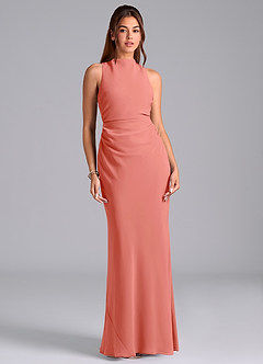 Azazie Evadne Suknie dla druhen Osłona Pofałdowany Szyfon Do ziemi Sukienka image3