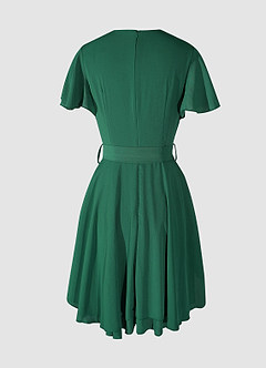 Downright Darling Dark Emerald Ruffled Short Sleeve Mini Dress image7