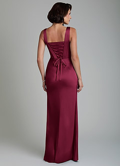 Azazie Amora Bridesmaid Dresses Burgundy Mermaid Corset Stretch Satin Dress image2