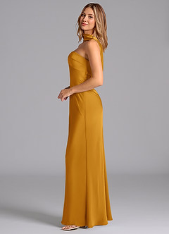 Azazie Lusinda Bridesmaid Dresses Butterscotch Mermaid Strapless Stretch Satin Dress image5