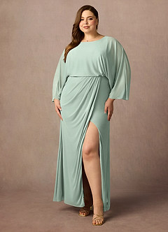 Azazie Ysabella Mother of the Bride Dresses Agave Mermaid Pleated Mesh Dress image1