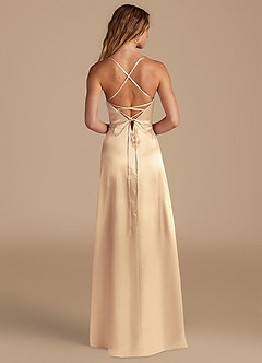 Azazie Mei Bridesmaid Dresses Gold A-Line Metallic Satin Dress image5