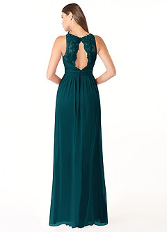 Azazie Luz Bridesmaid Dresses Pine A-Line Lace Chiffon Dress image2