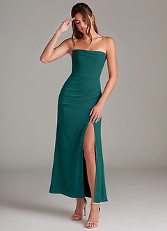 Azazie Leonis Bridesmaid Dresses Peacock Mermaid Strapless Chiffon Convertible Dress image1