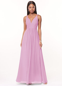 Azazie Maren Brautjungfernkleider A-Linie Plissee Chiffon Kleid Bonbonrosa image1