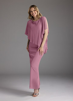 Azazie Aspyn Mother of the Bride Dresses Vintage Mauve Sheath Beaded Mesh Dress image6