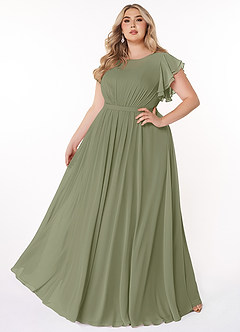 Azazie Daphne Modest Bridesmaid Dresses A-Line Ruffled Chiffon Floor-Length Dress image6