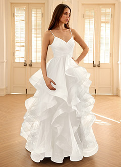 Carmencita White A-line Ruffles Prom Dress image4