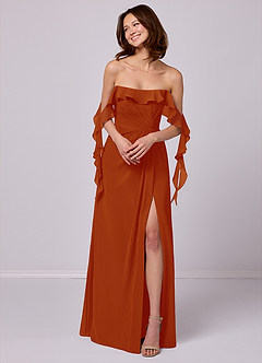 Barbie ♥ Azazie Bridesmaid Dresses Paprika A-Line Off the Shoulder Chiffon Convertible Dress image4