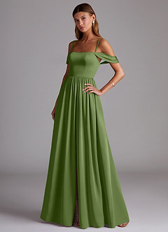 Azazie Calianna Bridesmaid Dresses Juniper A-Line Off the Shoulder Stretch Satin Convertible Dress image3