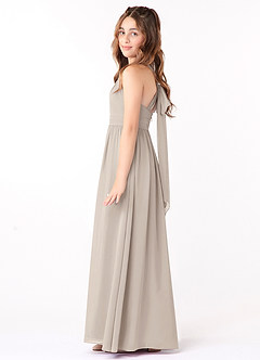 Azazie Jaylah Junior Abito A-Line in Chiffon Increspato Gelo image3
