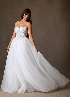 Azazie Sariyah Wedding Dresses Diamond White Ball-Gown Off the Shoulder Tulle Dress image10