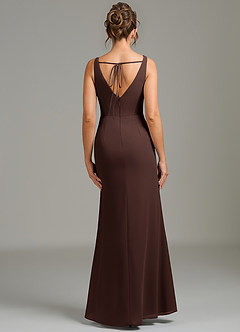 Azazie Leticia Bridesmaid Dresses Ganache Sheath Pleated Chiffon Dress image2