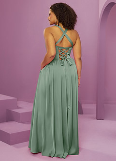 Barbie ♥ Azazie Bridesmaid Dresses Matcha A-Line with Pockets Stretch Satin Dress image14