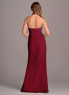 Azazie Jemma Bridesmaid Dresses Burgundy Sheath Pleated Chiffon Dress image2