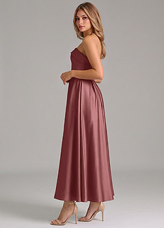 Azazie Lucienne Suknie dla druhen Linia A Pofałdowany Satyna elastyczna Długość kostki Sukienka image3