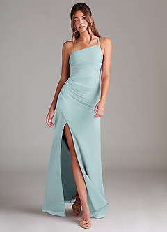 Azazie Eren Bridesmaid Dresses Mist Sheath One Shoulder Chiffon Dress image1