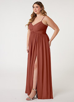 Azazie Alia Bridesmaid Dresses Auburn A-Line Pleated Chiffon Dress image8