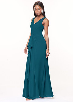 Azazie Julianna Bridesmaid Dresses Ink Blue A-Line Chiffon Dress image3