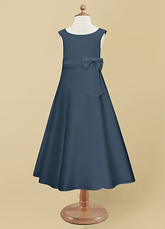 Azazie Lindy Flower Girl Dresses Neptune A-Line Pleated Matte Satin Dress image10