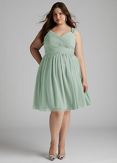 Azazie Angie Bridesmaid Dresses Agave A-Line Corset Chiffon Dress image11