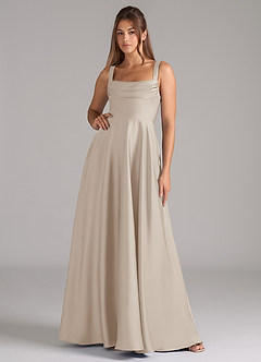 Azazie Shaude Brautjungfernkleider A-Linie Plissee Stretch-Satin Kleid Frost image1
