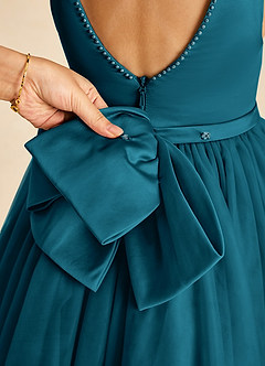 Azazie Sarina Final Sale Black A-Line Bow Tulle Dress image3