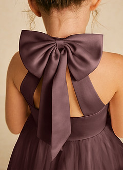 Azazie Dora Blumenmädchenkleider A-Linie Schleifen Tüll Kleid Espresso image5