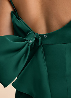 Azazie Lioren Junior Etui Schleifen Stretch-Satin Kleid Smaragd image6
