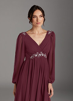 Azazie Gypsy Mother of the Bride Dresses Cabernet A-Line V-Neck Sequins Chiffon Dress image6