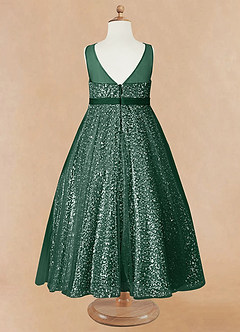 Azazie Siwa Flower Girl Dresses Dark Green A-Line Beaded Tulle Dress image6