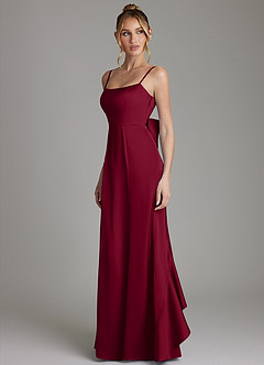 Azazie Zherra Bridesmaid Dresses Burgundy Mermaid Bow Stretch Satin Dress image2
