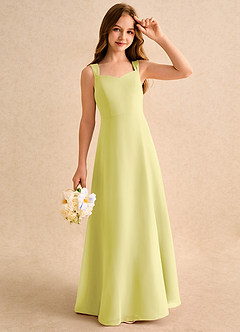Azazie Makani Junior Formal Flower Girl Dresses Lemon Sorbet A-Line Sweetheart Neckline Chiffon Dress image4
