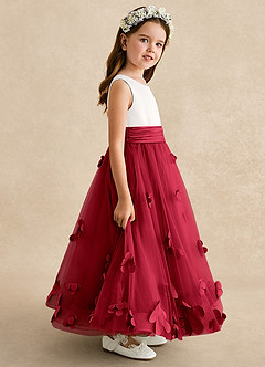 Azazie Vi Flower Girl Dresses Scarlet A-Line Sleeveless Tulle Dress image7
