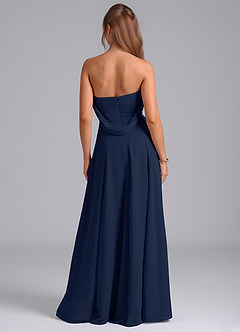 Azazie Almina Vestidos de damas de honor Vestido de Azul Marino Oscuro de Gasa de Corte en A Convertible con Vestidos sin tirantes image7