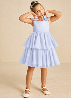 Azazie Vanellope Flower Girl Dresses Lavender A-Line Bow Tulle Dress image3
