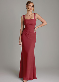 Azazie Agustina Bridesmaid Dresses Pomegranate Mermaid Corset Chiffon Dress image1
