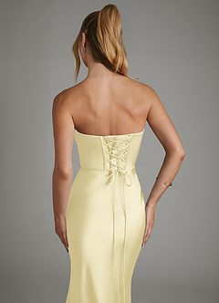 Azazie Janel Bridesmaid Dresses Lemon Sorbet Mermaid Corset Stretch Satin Dress image2