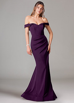 Azazie Everly Brudepigekjoler Havfrue Off-Shoulder Stræk satin Gulv-længde Kjole image1