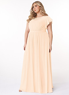 Azazie Daphne Modest Bridesmaid Dresses A-Line Ruffled Chiffon Floor-Length Dress image53