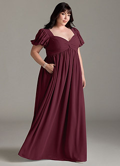 Azazie Madisynn Maternity Bridesmaid Dresses Bow Chiffon Floor-Length Dress image7