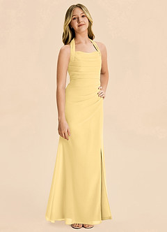 Azazie Destiny Junior Butter Sheath Ruched Chiffon Dress image5