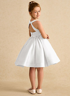 Azazie Julietta Robe Demoiselle D'honneur Fillette Robe Princesse en Tulle Convertible Blanc image8