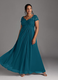 Azazie Jetta Mère de la mariée Robes Robe Trapèze en Mousseline de soie Paillettes Bleu Encre image6